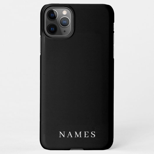 Coque iPhone 11Pro Max Simple Black Custom Ajouter Votre Nom Élégant (Dos)