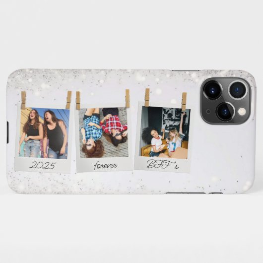Coque iPhone 11Pro Max Snaps Polaroid mignon Photo Collage Friends BFF's (Dos Horizontal)