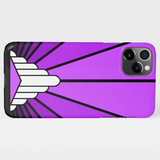 Coque iPhone 11Pro Max Soleil Art déco en violet (Dos Horizontal)