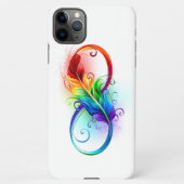 Coque iPhone 11Pro Max Symbole d'infini avec plume arc-en-ciel (Dos)