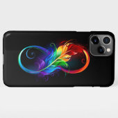 Coque iPhone 11Pro Max Symbole d'infini avec plume arc-en-ciel (Dos Horizontal)