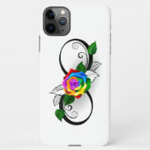 Coque iPhone 11Pro Max Symbole d'infini avec Rose arc-en-ciel (Dos)