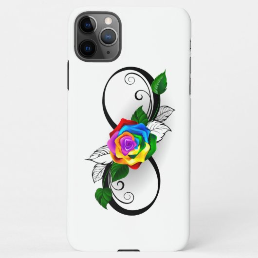 Coque iPhone 11Pro Max Symbole d'infini avec Rose arc-en-ciel (Dos)