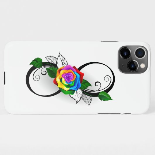 Coque iPhone 11Pro Max Symbole d'infini avec Rose arc-en-ciel (Dos Horizontal)