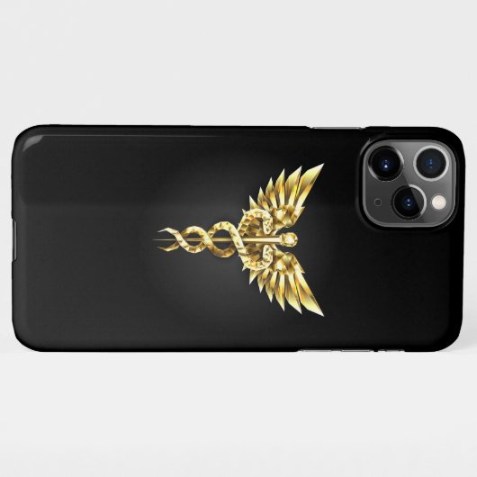 Coque iPhone 11Pro Max Symbole Polygonal Or Caduceus (Dos Horizontal)