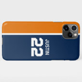 Coque iPhone 11Pro Max Thème Sport Orange et Bleu (Dos Horizontal)