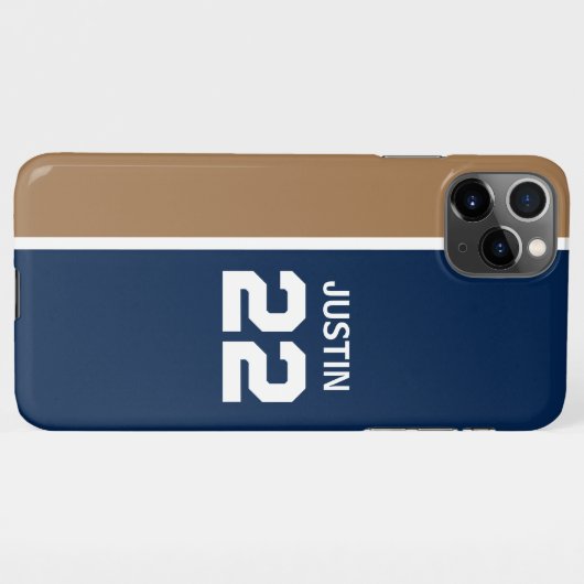 Coque iPhone 11Pro Max Thème Sport Tan et Blue (Dos Horizontal)