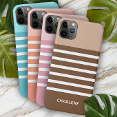 Coque iPhone 11Pro Max Tons de Terre neutres personnalisés Motif rayures