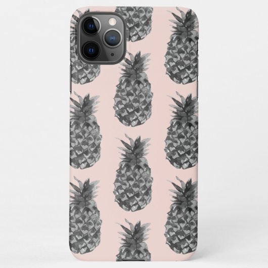 Coque iPhone 11Pro Max Tropical Grey & Pink Ananas Motif sans couture (Dos)