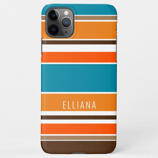 Coque iPhone 11Pro Max Turquoise Bleu Été Orange Ocre Jaune Blancs (Dos)