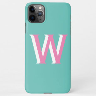 Coque iPhone 11Pro Max Turquoise et rose initial iPhone 11Pro Max Coque