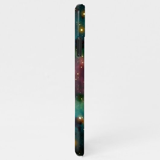Coque iPhone 11Pro Max Turquoise foncé bleu vert rose violet Milkyway Gal (Côté droit)