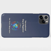 Coque iPhone 11Pro Max Un Monde Beaucoup Sourient. Jour du Bonheur. (Dos Horizontal)