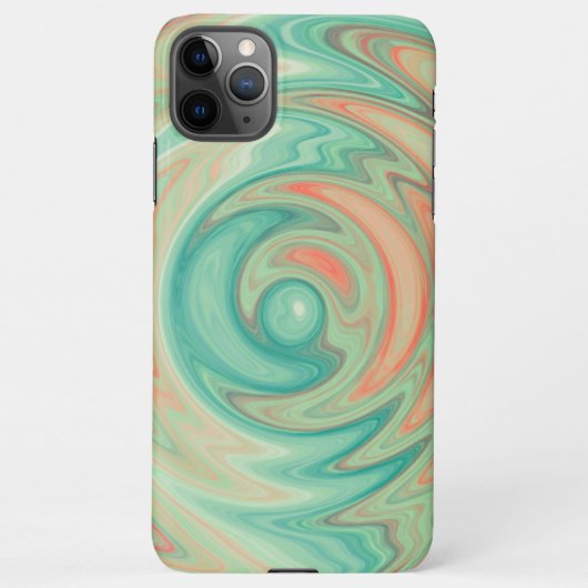 Coque iPhone 11Pro Max Unique Turquoise Vert Turquoise Bleu Orange Swirl  (Dos)
