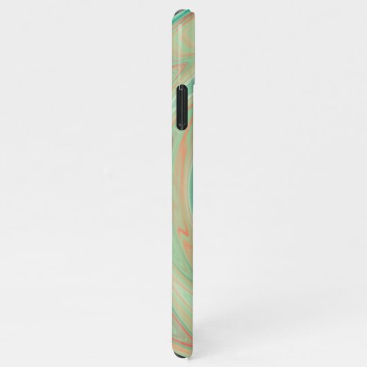 Coque iPhone 11Pro Max Unique Turquoise Vert Turquoise Bleu Orange Swirl  (Côté droit)