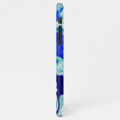 Coque iPhone 11Pro Max Vagues de marbre bleu et Turquoise (Côté gauche)