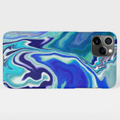 Coque iPhone 11Pro Max Vagues de marbre bleu et Turquoise (Dos Horizontal)