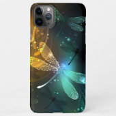 Coque iPhone 11Pro Max Vol de libellule verte lumineuse (Dos)