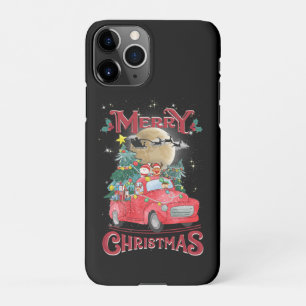 Coque iPhone 11Pro Merry Christmas Vintage Red Santa Truck