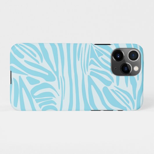 Coque iPhone 11Pro Modèle Zèbre Bleu (Dos Horizontal)