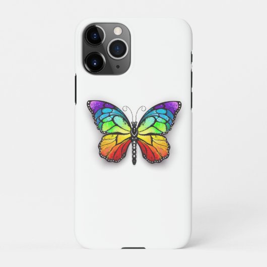 Coque iPhone 11Pro Monarque papillon arc-en-ciel (Dos)