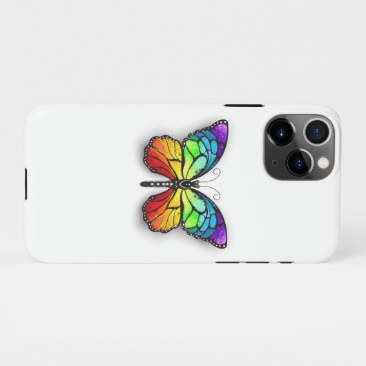 Coque iPhone 11Pro Monarque papillon arc-en-ciel (Dos Horizontal)
