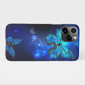 Coque iPhone 11Pro Morpho Butterfly in the Dark Background (Dos Horizontal)