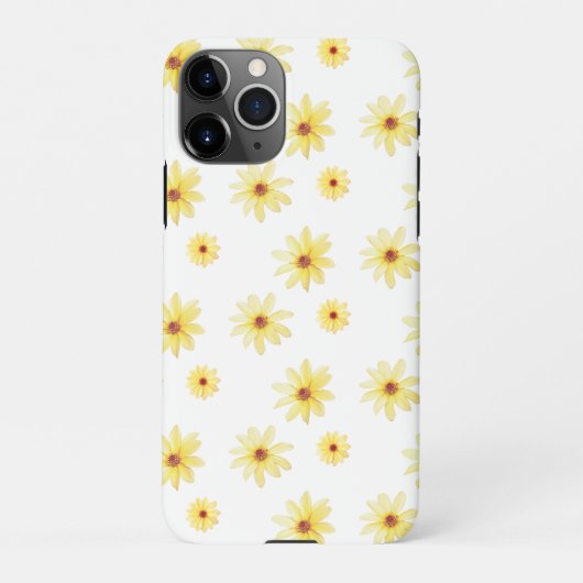Coque iPhone 11Pro Motif de fleurs de dahlia d'aquarelle jaune (Dos)