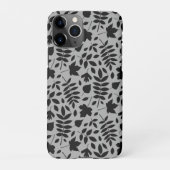 Coque iPhone 11Pro Motif Feuille tombé noir sur gris (Dos)