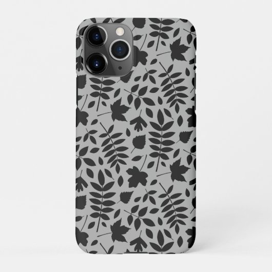 Coque iPhone 11Pro Motif Feuille tombé noir sur gris (Dos)