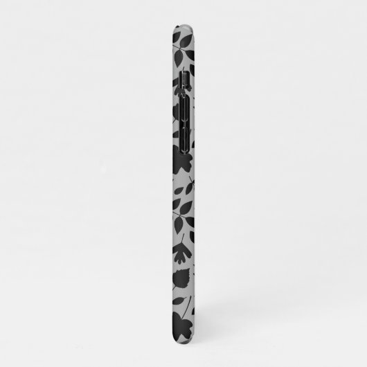 Coque iPhone 11Pro Motif Feuille tombé noir sur gris (Côté gauche)