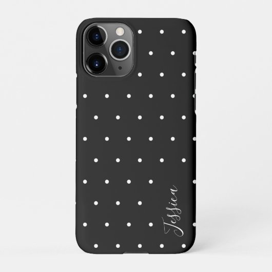Coque iPhone 11Pro Motif Pois minuscule noir et blanc Preppy (Dos)