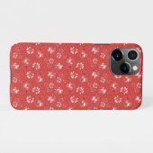 Coque iPhone 11Pro motif rose en rouge (Dos Horizontal)