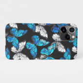 Coque iPhone 11Pro Motif sans couleur foncée avec papillons bleus Mor (Dos Horizontal)