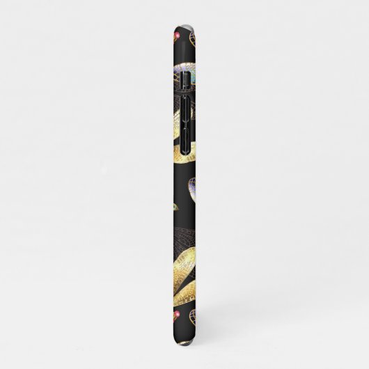 Coque iPhone 11Pro Motif sans couture avec libellules d'or (Côté gauche)
