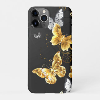 Coque iPhone 11Pro Papillons blancs et dorés