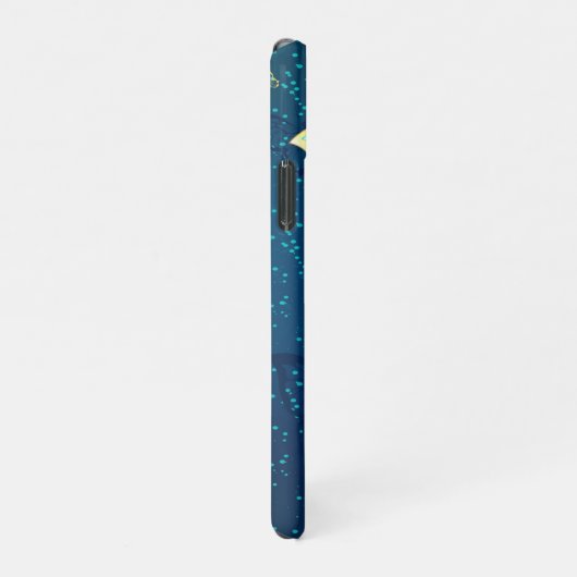 Coque iPhone 11Pro Papillons d'or sur un Arrière - plan bleu (Côté droit)