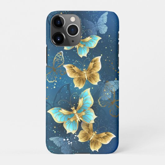 Coque iPhone 11Pro Papillons dorés (Dos)