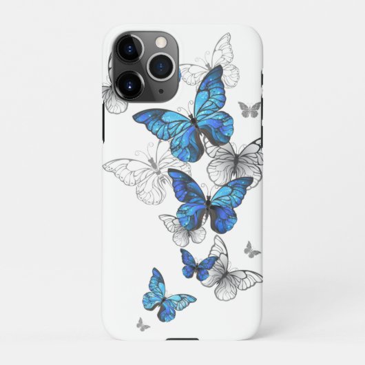 Coque iPhone 11Pro Papillons volants bleus Morpho (Dos)