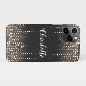 Coque iPhone 11Pro Parties scintillant à goutte Gold Rain Nom personn (Dos Horizontal)
