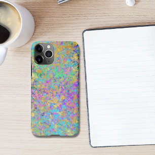 Coque iPhone 11Pro Pierre précieuse Opale de Feu Faux Or Iridescent