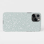 Coque iPhone 11Pro Points blancs peints modernes Mint bleu gris (Dos Horizontal)
