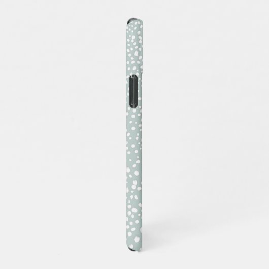 Coque iPhone 11Pro Points blancs peints modernes Mint bleu gris (Côté droit)