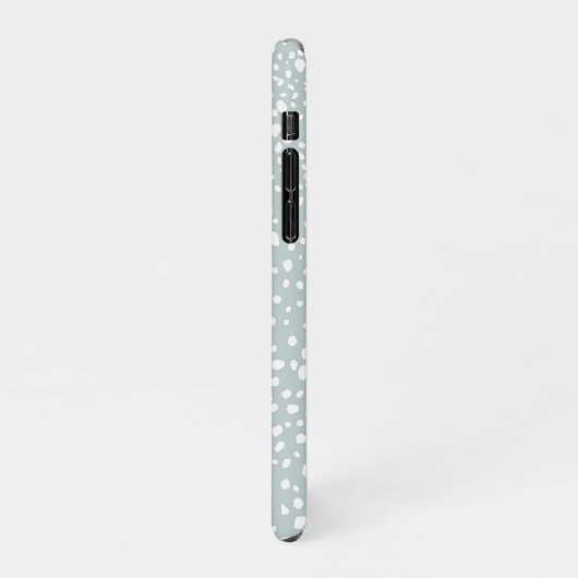 Coque iPhone 11Pro Points blancs peints modernes Mint bleu gris (Côté gauche)