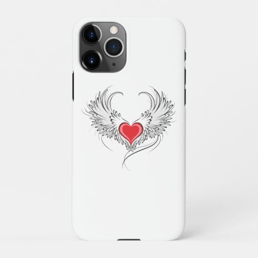 Coque iPhone 11Pro Red Angel Coeur avec ailes (Dos)