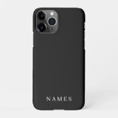 Coque iPhone 11Pro Simple Black Custom Ajouter Votre Nom Élégant (Dos)