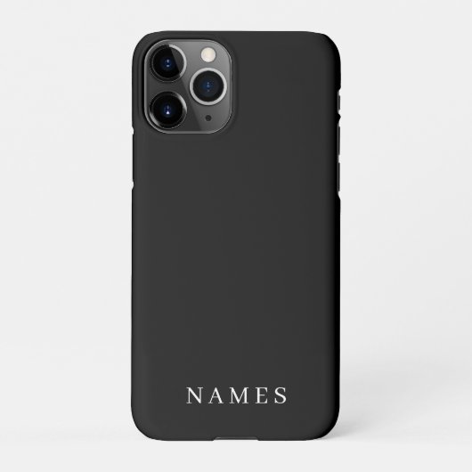 Coque iPhone 11Pro Simple Black Custom Ajouter Votre Nom Élégant (Dos)