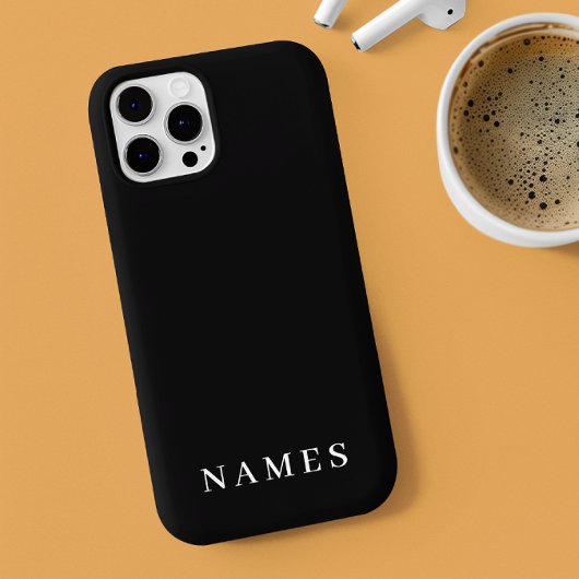 Coque iPhone 11Pro Simple Black Custom Ajouter Votre Nom Élégant