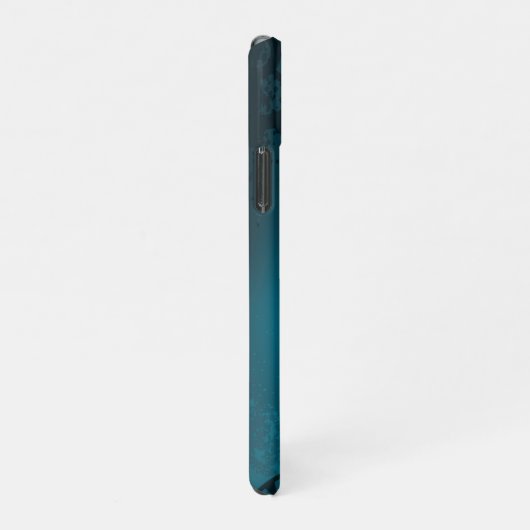 Coque iPhone 11Pro Steampunk Arrière - plan turquoise avec Gears (Côté droit)