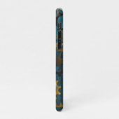 Coque iPhone 11Pro Steampunk Arrière - plan turquoise avec Gears (Côté gauche)